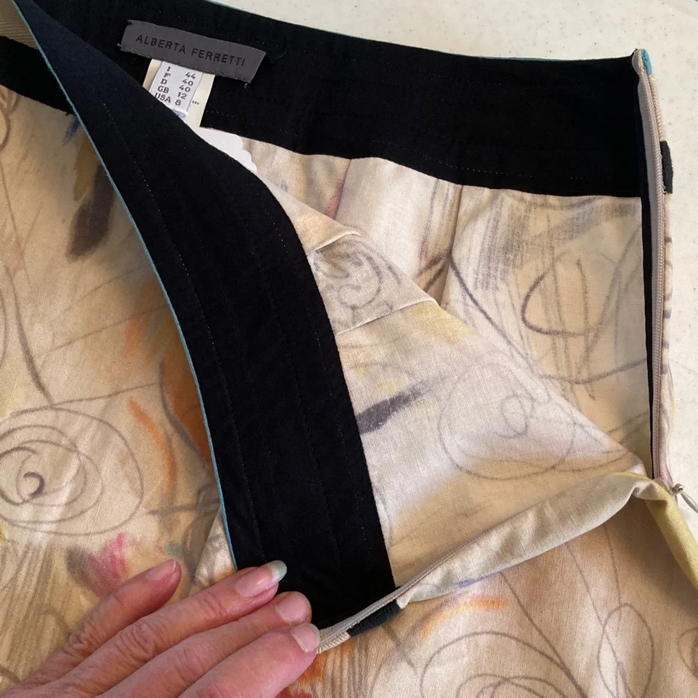 Alberta Ferretti Multicolor Floral A-Line Skirt - Picture 6 of 6